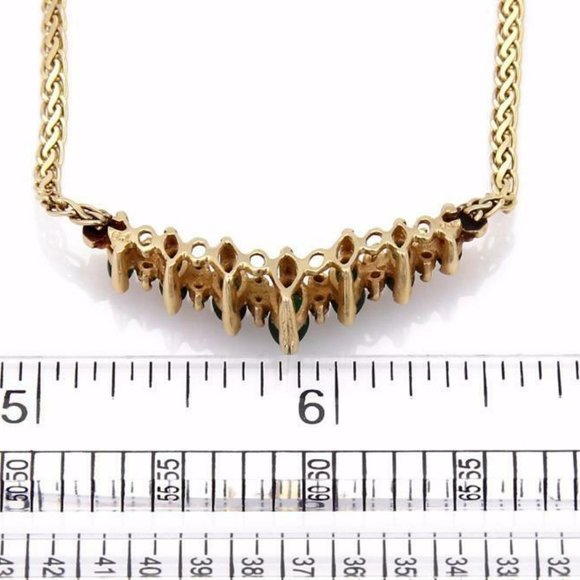 Vintage 1.65ct Emerald Diamond 14k Gold Necklace - Picture 3 of 3